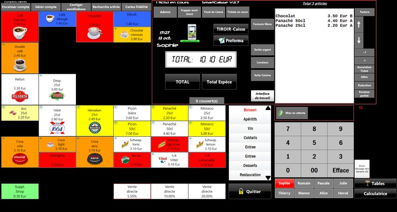 écran de travail SmartCaisse